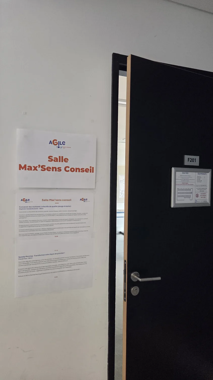 Salle « Max'Sens Conseil » à l'Agile Tour Sophia Antipolis 2026, à Polytech Nice Sophia
